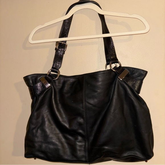 Cynthia Rowley Black Leather Shoulder Bag Tote - Picture 2 of 12